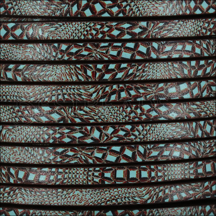 5mm flat EURO PRINTED leather HYPNOTIC BLUE - meter