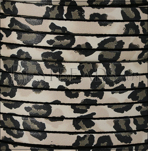 5mm flat EURO PRINTED leather SNOW LEOPARD - meter