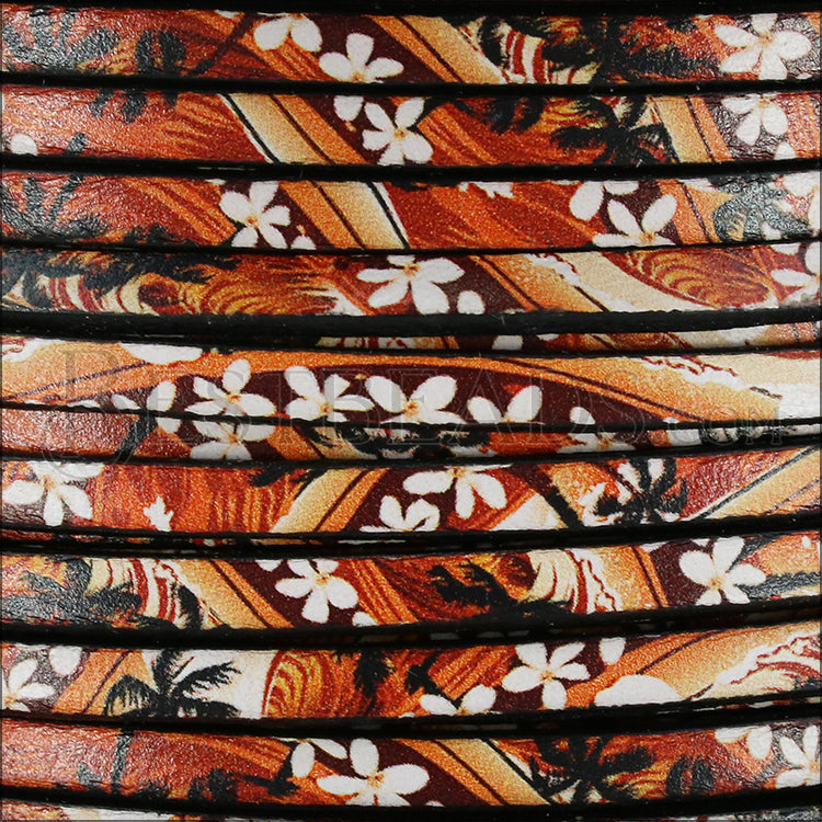 5mm flat EURO PRINTED leather HAWAIIAN SUNSET - meter