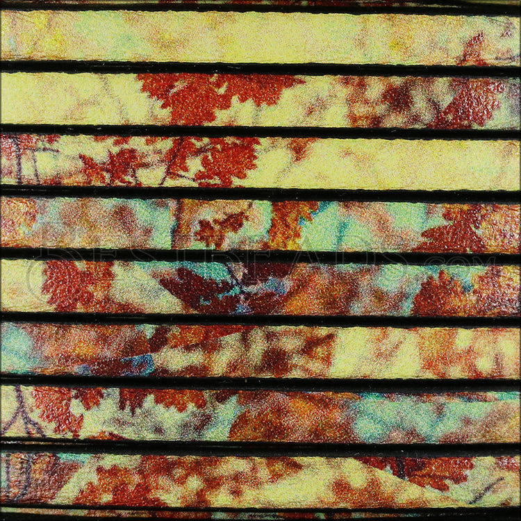 5mm flat EURO PRINTED leather AUTUMN FOREST - meter