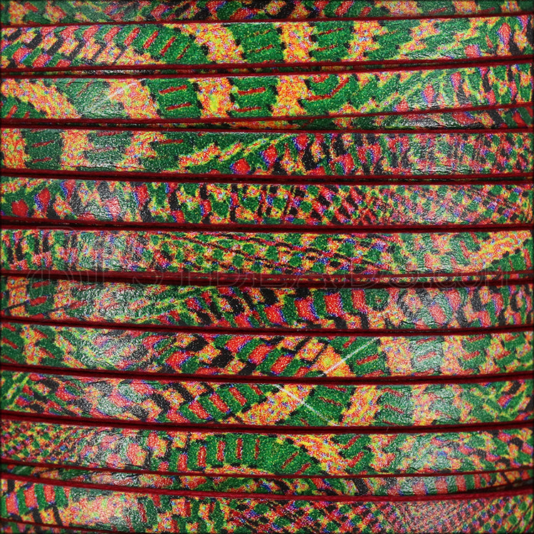 5mm flat EURO PRINTED leather KALEIDOSCOPE - meter