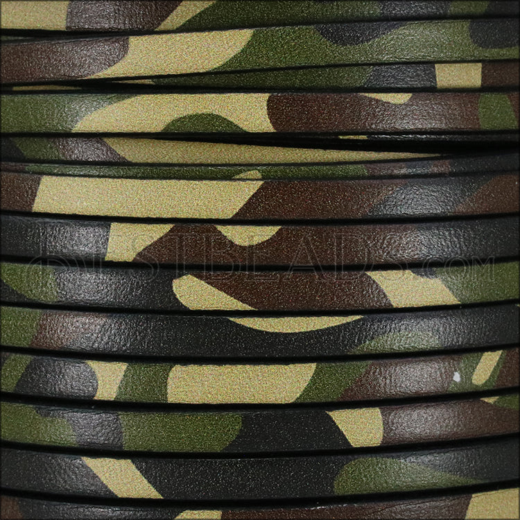 5mm flat EURO PRINTED leather CAMOUFLAGE - meter