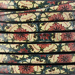 5mm flat EURO PRINTED leather FLOWER LACE - meter