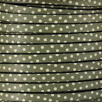 5mm flat EURO PRINTED leather GREEN/WHITE POLKA DOTS - meter