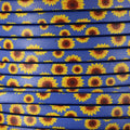 5mm flat EURO PRINTED leather BLUE SUNFLOWERS - meter
