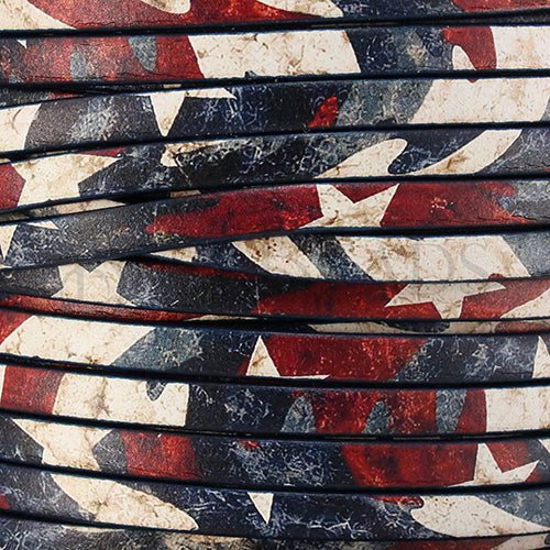 5mm flat EURO PRINTED leather R-W-B CAMO - meter
