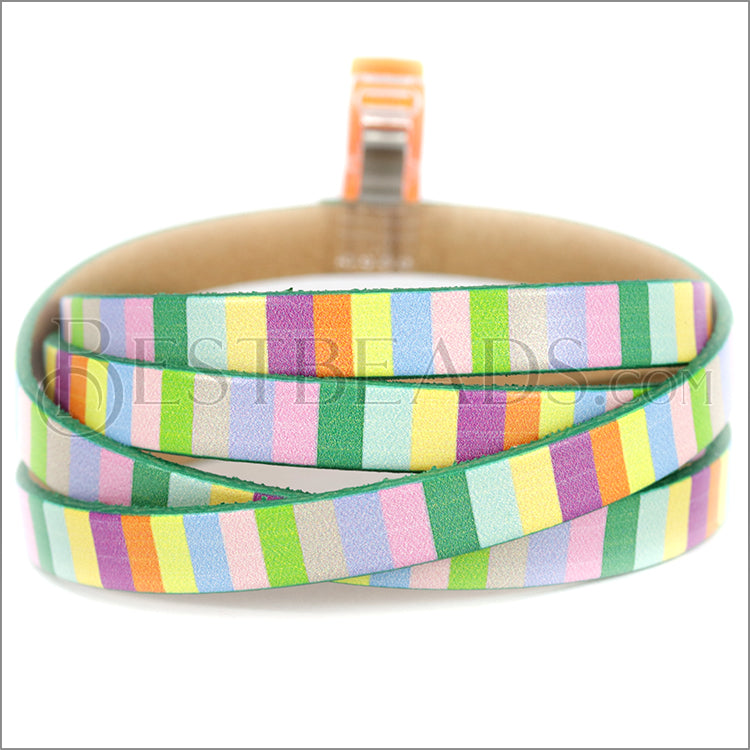 10mm flat EURO PRINTED leather SPRING STRIPE - meter strip