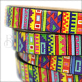 10mm flat EURO PRINTED leather TRIBAL RAINBOW - meter strip
