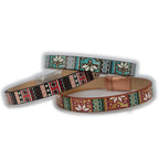 10mm flat EURO PRINTED leather NORDIC CHRISTMAS - BLUE - meter strip