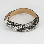 10mm flat EURO PRINTED leather BLACK/WHITE MULTI-PATTERN - meter strip