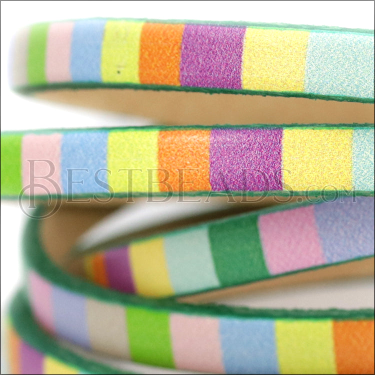 5mm flat EURO PRINTED leather SPRING STRIPE - meter strip