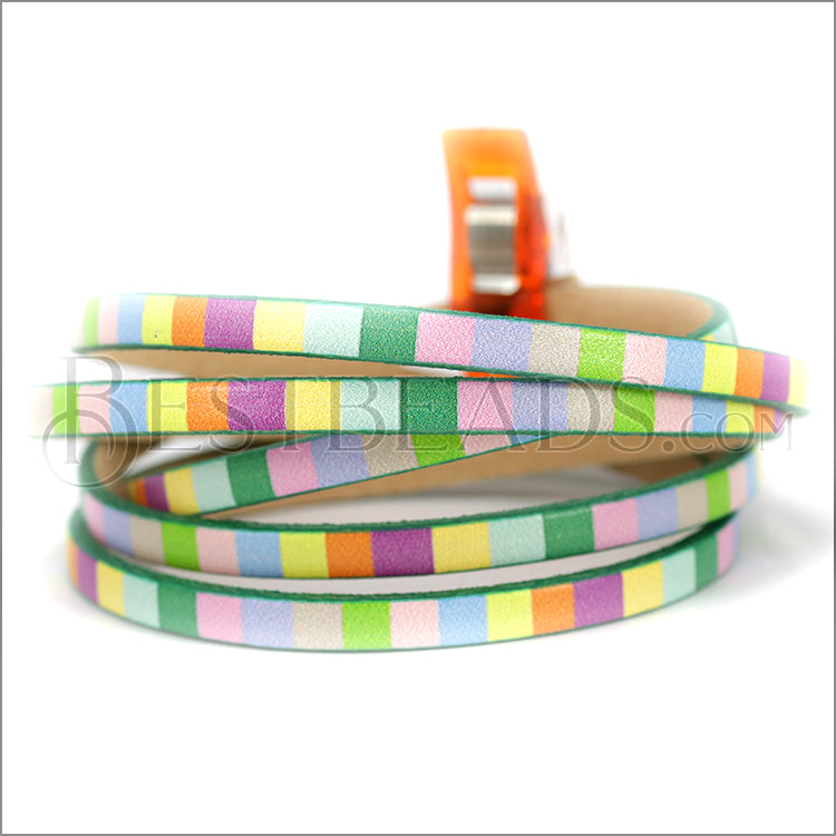 5mm flat EURO PRINTED leather SPRING STRIPE - meter strip