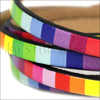 5mm flat EURO PRINTED leather RAINBOW STRIPE - meter strip