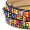 5mm flat EURO PRINTED leather TRIBAL RAINBOW - meter strip