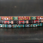 5mm flat EURO PRINTED leather NORDIC CHRISTMAS - BLACK - meter strip