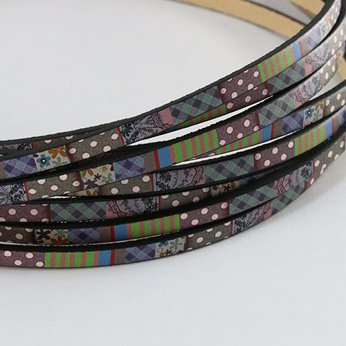 5mm flat EURO PRINTED leather MULTI-PATTERN POLKA DOTS - meter strip