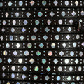5mm flat FOIL STAMPED DOTS + DIAMONDS leather BROWN/SILVER MIRROR - meter