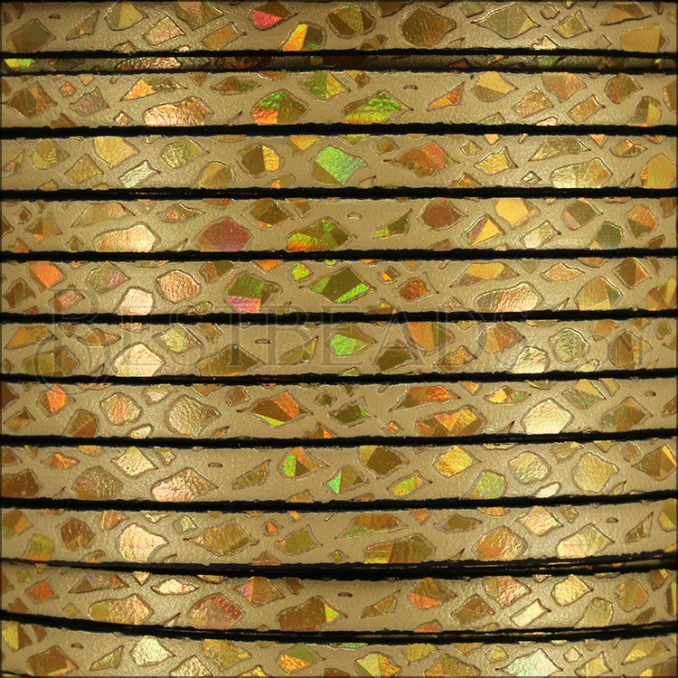 5mm flat FOIL STAMPED GIRAFFE leather MET GOLD/GOLD MIRROR - meter