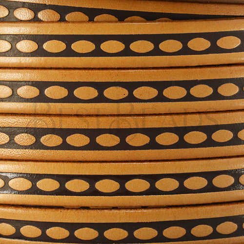 10mm flat FOIL STAMPED OVALS leather TOBACCO/CHOCOLATE - meter