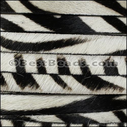 10mm flat HAIR ON leather ZEBRA - 1 meter