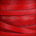 10mm flat HAIR ON leather RED - 1 meter