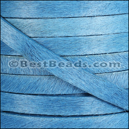 10mm flat HAIR ON leather SKY BLUE - 1 meter