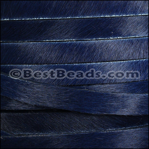 10mm flat HAIR ON leather NAVY BLUE - 1 meter