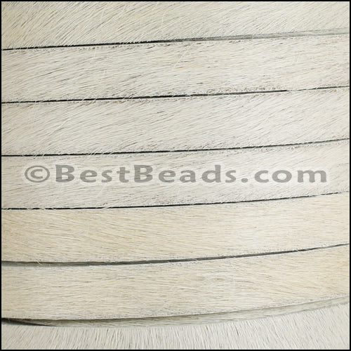 10mm flat HAIR ON leather OFF - WHITE - 1 meter