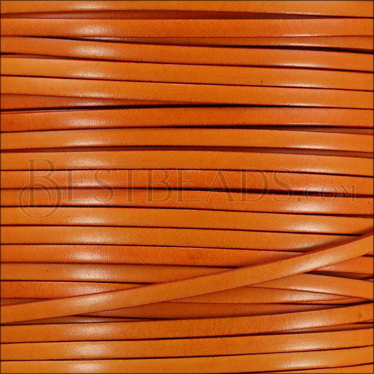 5mm flat ITALIAN DOLCE leather TANGERINE - meter