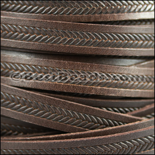 10mm flat BRUCIATO BRAID leather BROWN - meter