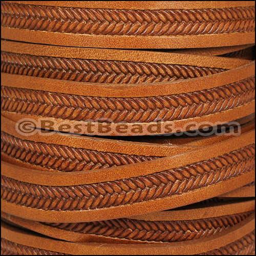 10mm flat BRUCIATO BRAID leather TAN - meter