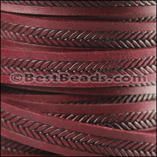 10mm flat BRUCIATO BRAID leather BURGUNDY - meter