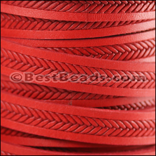10mm flat BRUCIATO BRAID leather RED - meter