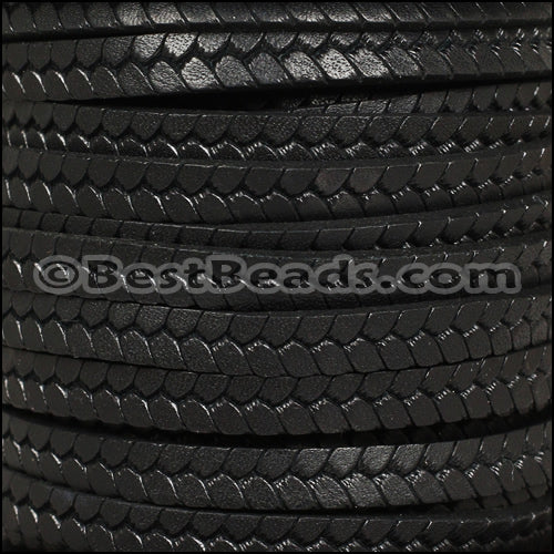 6mm flat BRUCIATO TWIST leather BLACK - meter