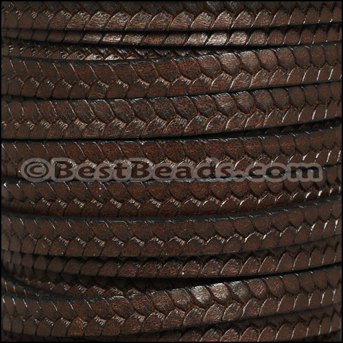 6mm flat BRUCIATO TWIST leather BROWN - meter