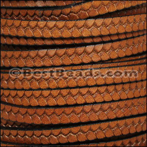 6mm flat BRUCIATO TWIST leather TAN - meter