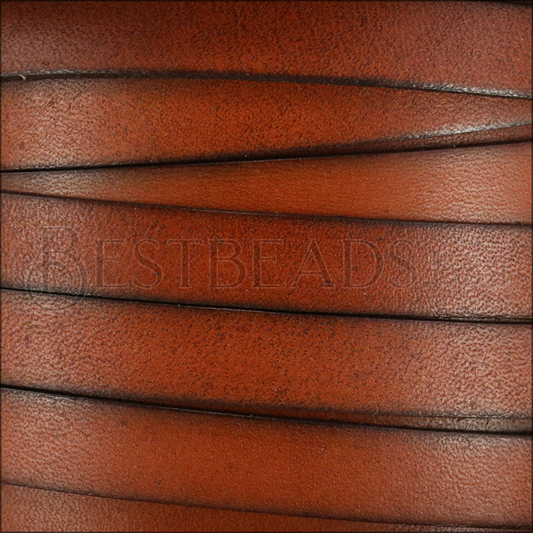 10mm flat ITALIAN PLAIN leather CHESTNUT - meter