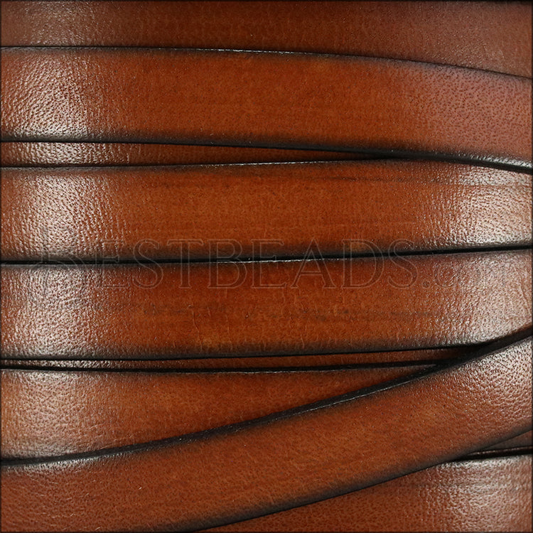 10mm flat ITALIAN PLAIN leather TOBACCO - meter