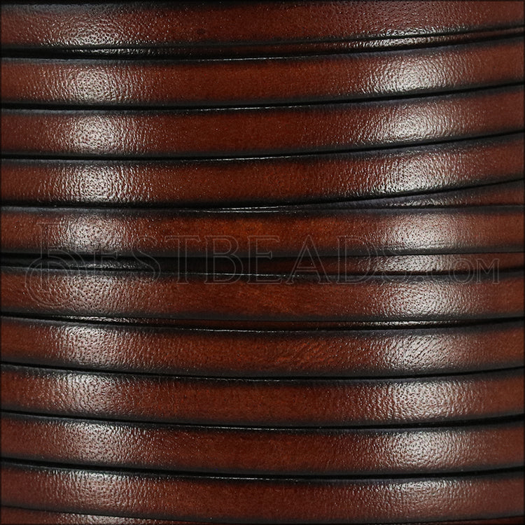 5mm flat ITALIAN PLAIN leather MEDIUM BROWN - meter