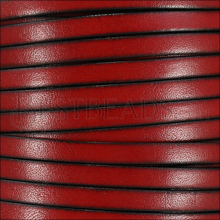 5mm flat ITALIAN PLAIN leather RED - meter