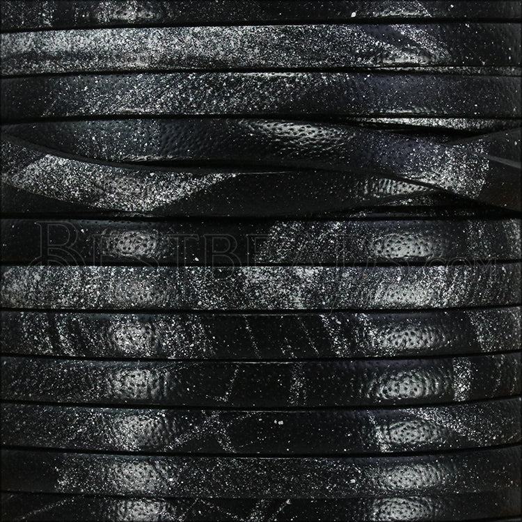 5mm flat MULTI COLOR leather BLACK AND SILVER - meter
