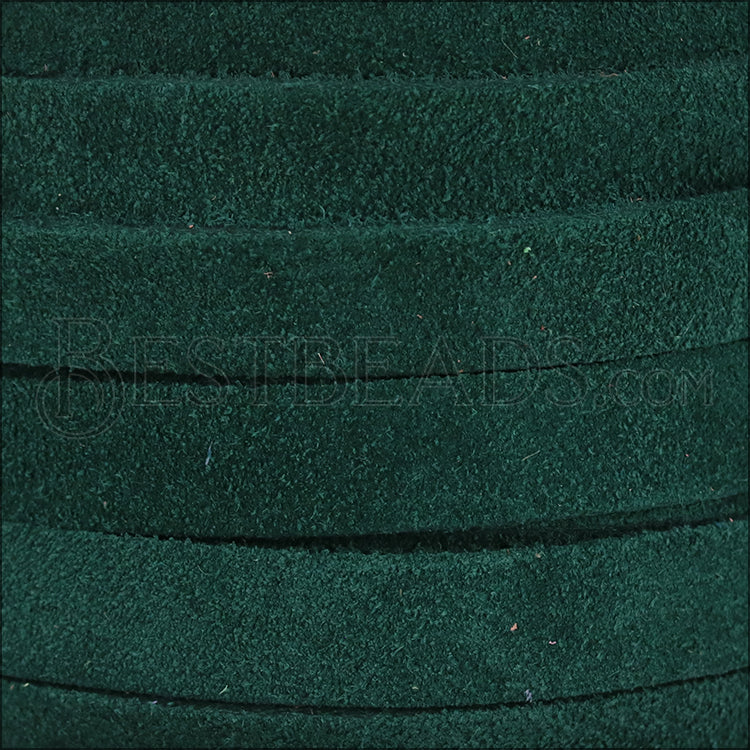 10mm flat MEDITERRANEAN SUEDE leather SPRUCE GREEN - meter