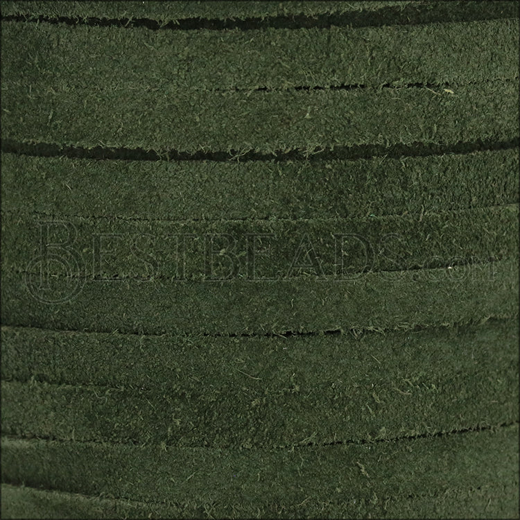 5mm flat MEDITERRANEAN SUEDE leather ARMY GREEN - meter