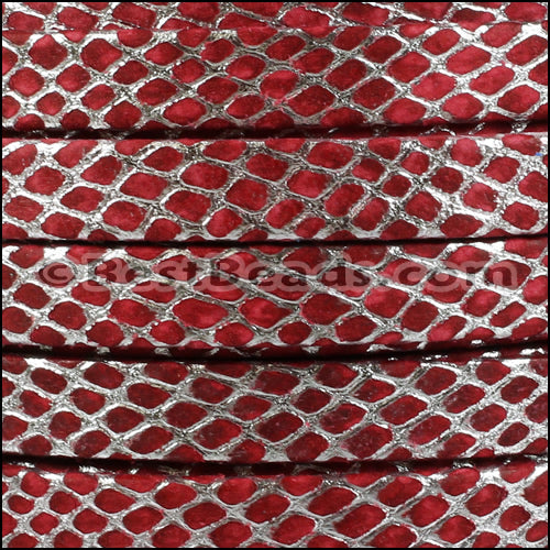 10mm flat ORION leather RED w SILVER - meter