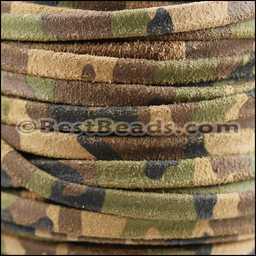 5mm flat CAMO SUEDE leather ARMY GREEN - 1 meter