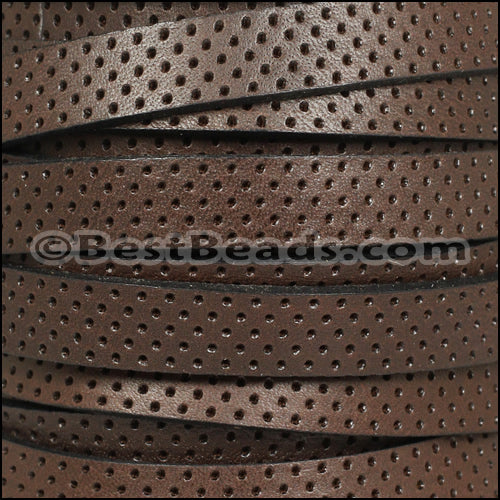 10mm flat BRUCIATO PERFORATED leather BROWN - meter
