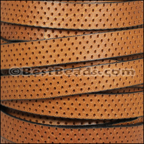 10mm flat BRUCIATO PERFORATED leather TAN - meter