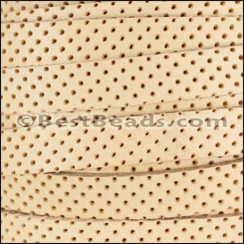 10mm flat BRUCIATO PERFORATED leather NATURAL - meter