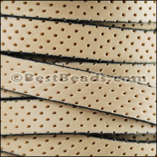 10mm flat BRUCIATO PERFORATED leather NATURAL WITH BLACK - meter