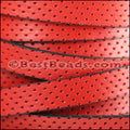10mm flat BRUCIATO PERFORATED leather RED - meter